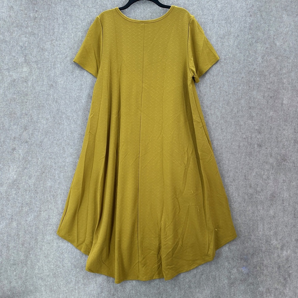 NEW LuLaRoe Carly Dress Mustard Yellow Textured Pocket Tunic Top 2XL FLAWS - Picture 2 of 10